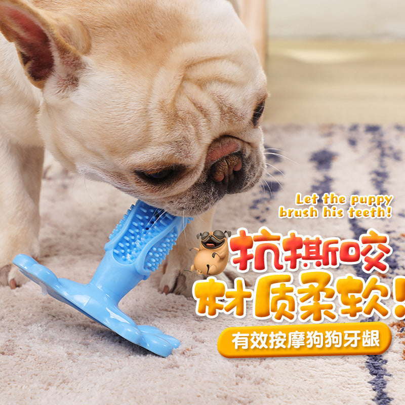 Amazon hot models Dog toothbrush dog teething stick pet supplies rubber toothbrush chewing toy