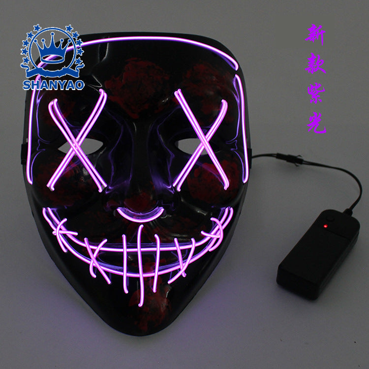 led luminous mask halloween dress up props EL luminous mask masquerade party cold light strip ghost mask