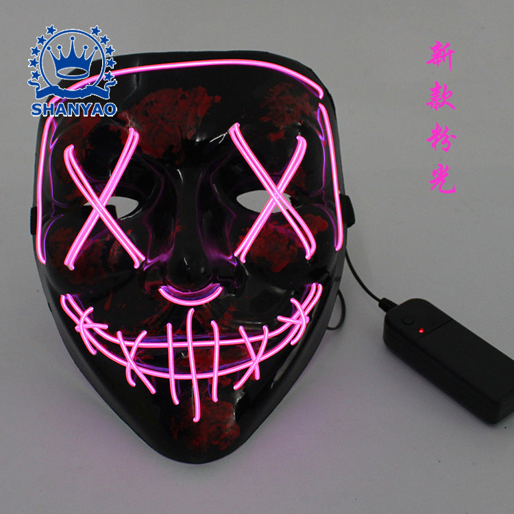 led luminous mask halloween dress up props EL luminous mask masquerade party cold light strip ghost mask