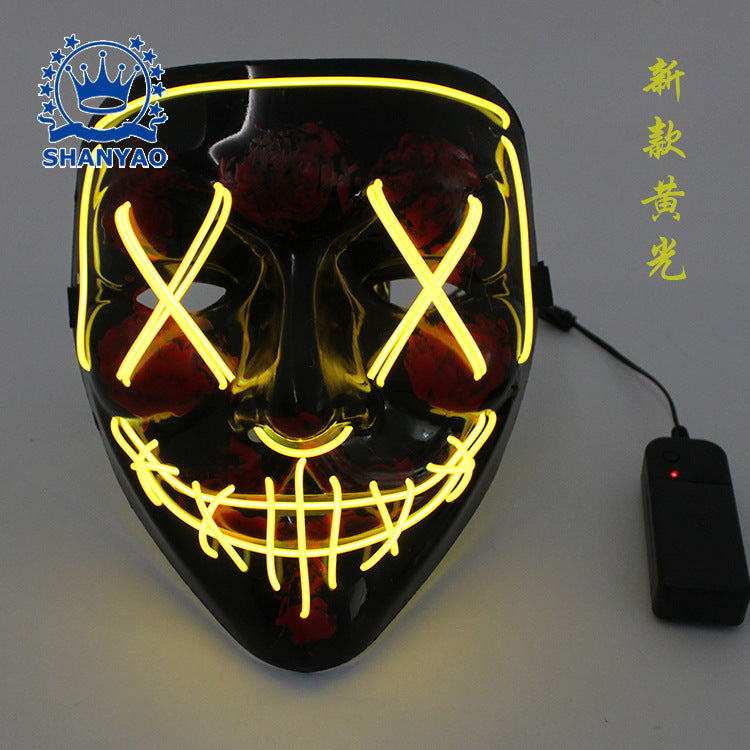 led luminous mask halloween dress up props EL luminous mask masquerade party cold light strip ghost mask