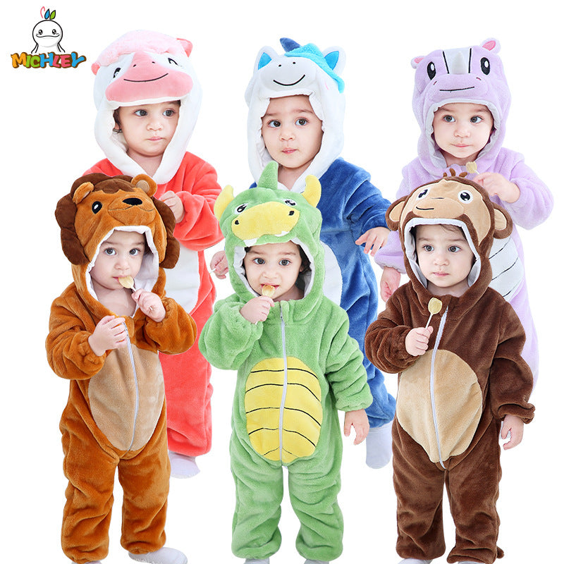 MICHLEY autumn and winter new baby clothes newborn baby one-piece romper cartoon children animal romper
