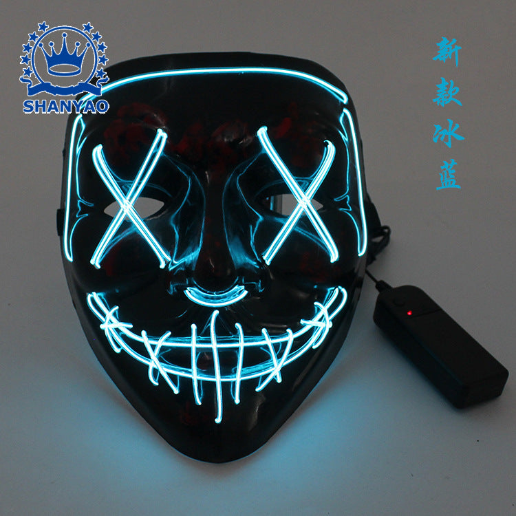led luminous mask halloween dress up props EL luminous mask masquerade party cold light strip ghost mask