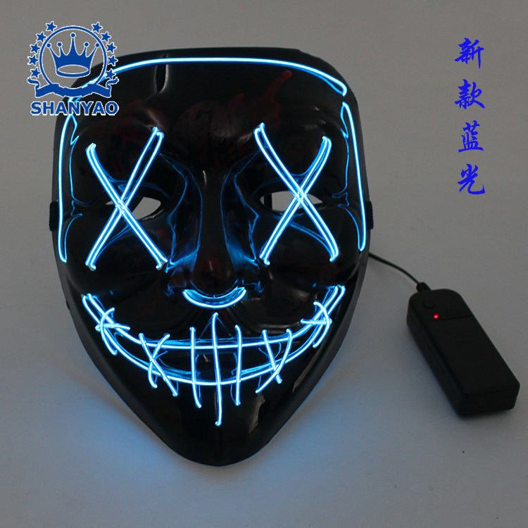 led luminous mask halloween dress up props EL luminous mask masquerade party cold light strip ghost mask