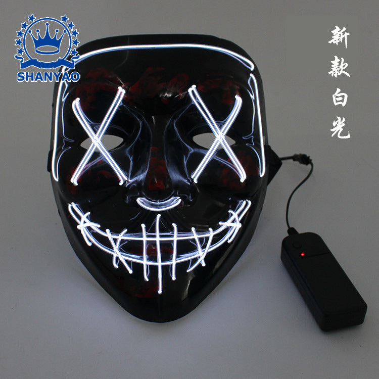 led luminous mask halloween dress up props EL luminous mask masquerade party cold light strip ghost mask