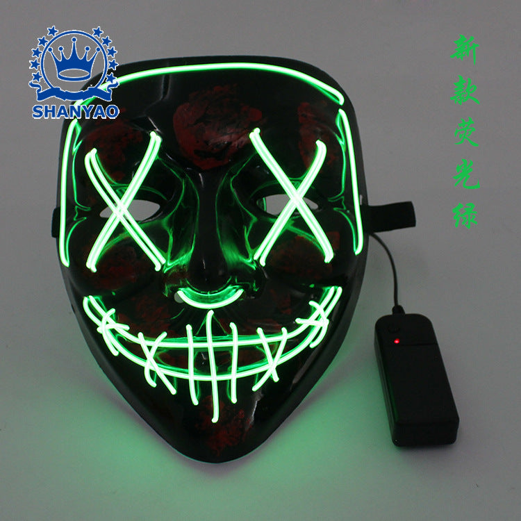 led luminous mask halloween dress up props EL luminous mask masquerade party cold light strip ghost mask