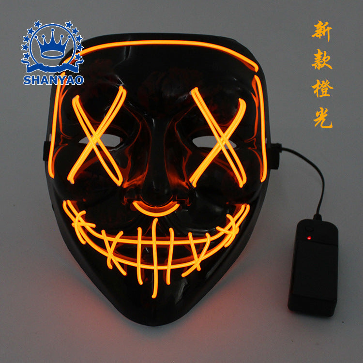 led luminous mask halloween dress up props EL luminous mask masquerade party cold light strip ghost mask