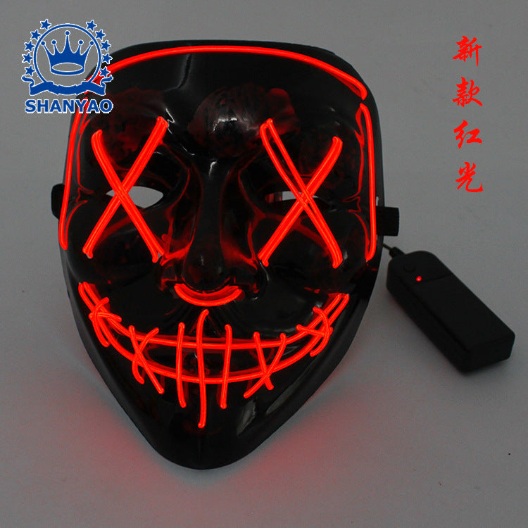 led luminous mask halloween dress up props EL luminous mask masquerade party cold light strip ghost mask