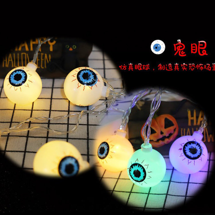 Cross-border hot-selling LED string lights ghost eye string lights ghost festival Halloween DIY decorative lights USB lanterns pool lights