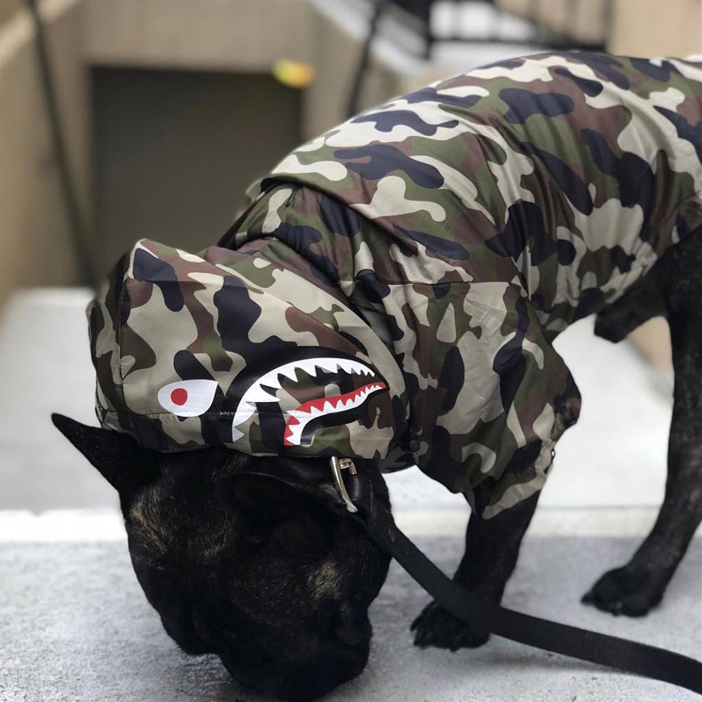 FATHIN Dog Clothes Adidog Camouflage French Bulldog Pupreme Shirt Dog Camo Windbreaker Sport Retro Dog Hoodies Pet Clothes