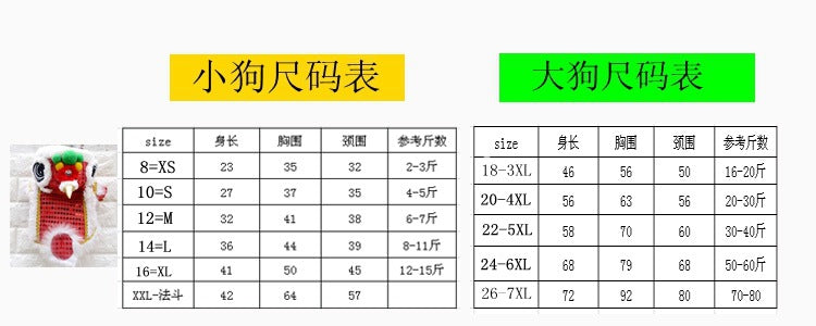 Pet clothes lion dance and lion dance festive red sequins full canine New Year's clothing dog winter clothing cat and dog transfiguration