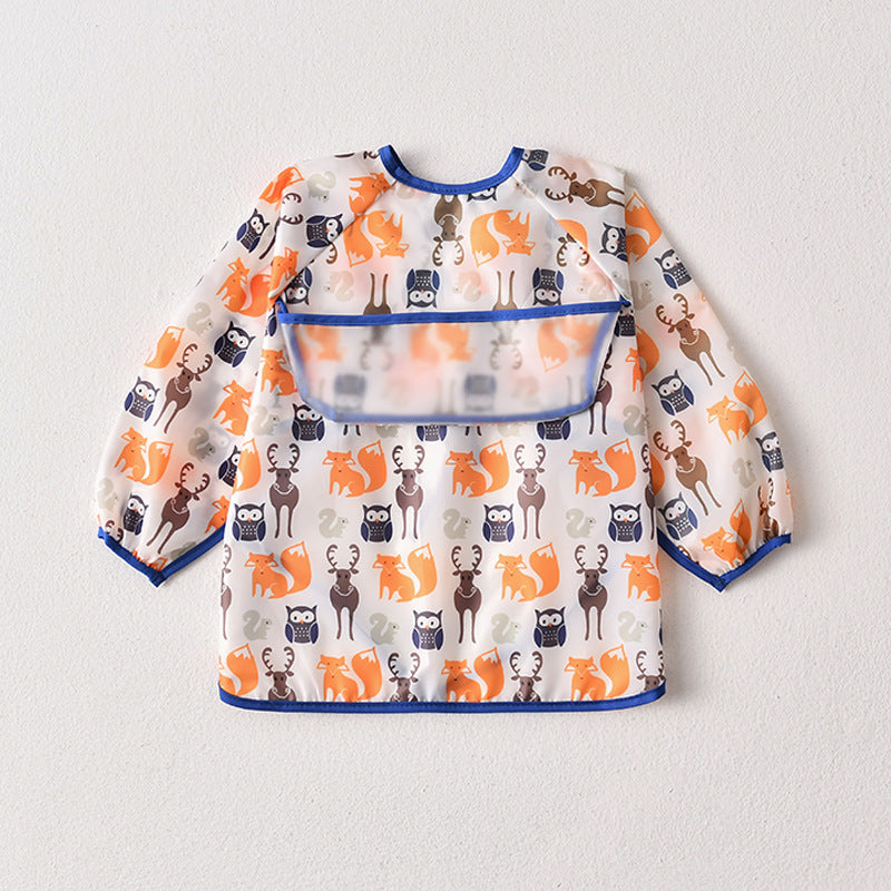 Umbrella children's waterproof bib long sleeve baby waterproof overalls infant polyester taffeta full body waterproof dinner clothes