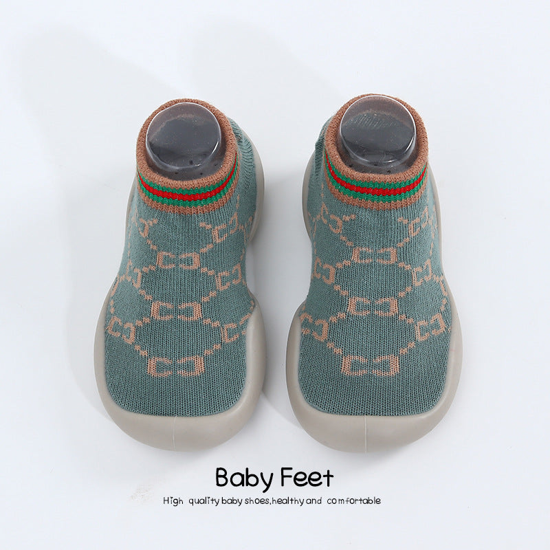 Factory goods ins Korean version of spring and summer leopard print children's indoor shoes wear-resistant non-slip baby socks shoes baby toddler shoes