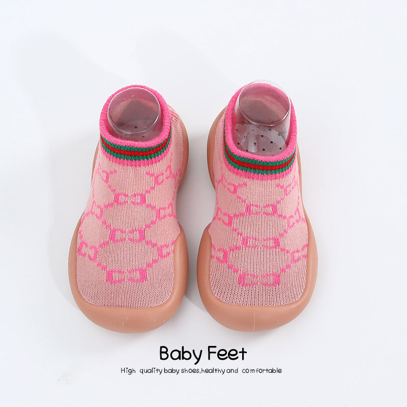 Factory goods ins Korean version of spring and summer leopard print children's indoor shoes wear-resistant non-slip baby socks shoes baby toddler shoes