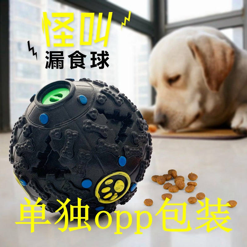 Food leaking ball dog food ball colorful weird sound grinding teeth resistant to bite rocking sound toy educational cross-border pet supplies
