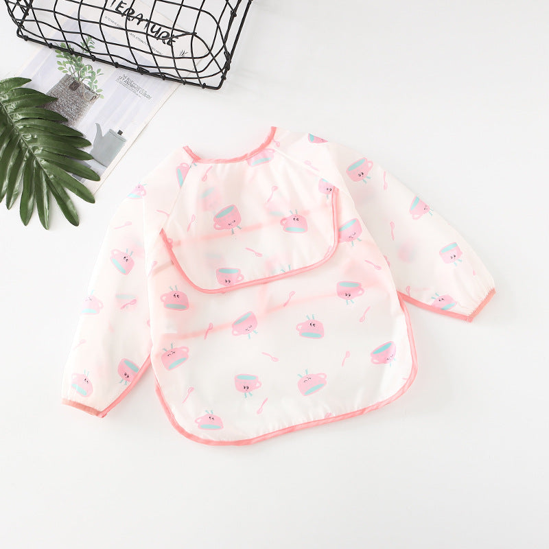 Umbrella children's waterproof bib long sleeve baby waterproof overalls infant polyester taffeta full body waterproof dinner clothes