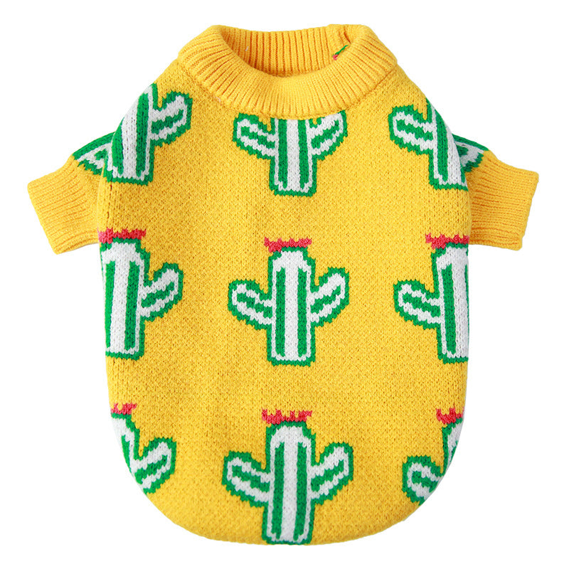 Trendy Cactus Pet Sweater Thickened Autumn and Winter Dog Clothes Cat Teddy French Bulldog Schnauzer British Shorthair Corgi