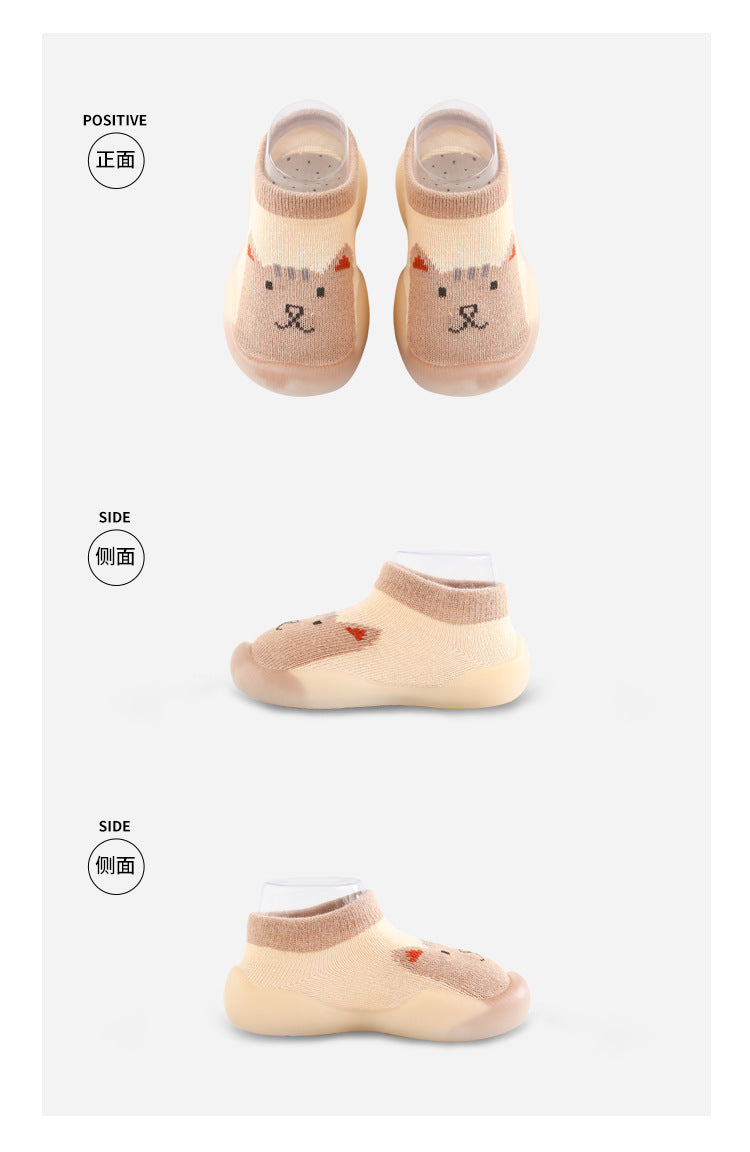 ins Korean version 0-4 years old baby indoor toddler shoes children's socks shoes non-slip soft bottom cartoon pattern factory direct sales
