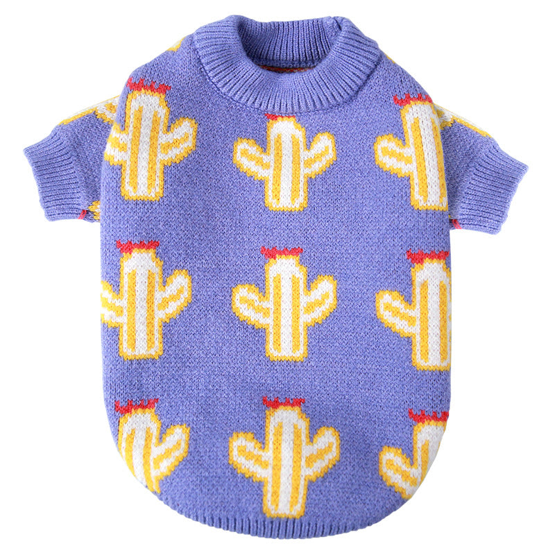 Trendy Cactus Pet Sweater Thickened Autumn and Winter Dog Clothes Cat Teddy French Bulldog Schnauzer British Shorthair Corgi