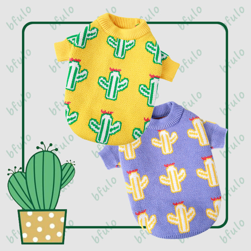 Trendy Cactus Pet Sweater Thickened Autumn and Winter Dog Clothes Cat Teddy French Bulldog Schnauzer British Shorthair Corgi