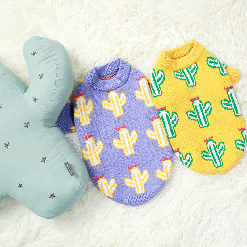 Trendy Cactus Pet Sweater Thickened Autumn and Winter Dog Clothes Cat Teddy French Bulldog Schnauzer British Shorthair Corgi
