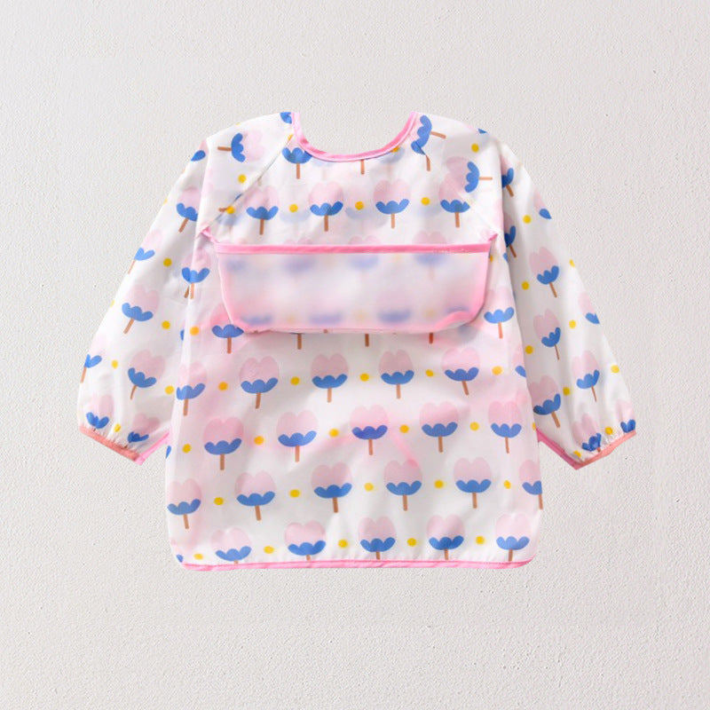 Umbrella children's waterproof bib long sleeve baby waterproof overalls infant polyester taffeta full body waterproof dinner clothes