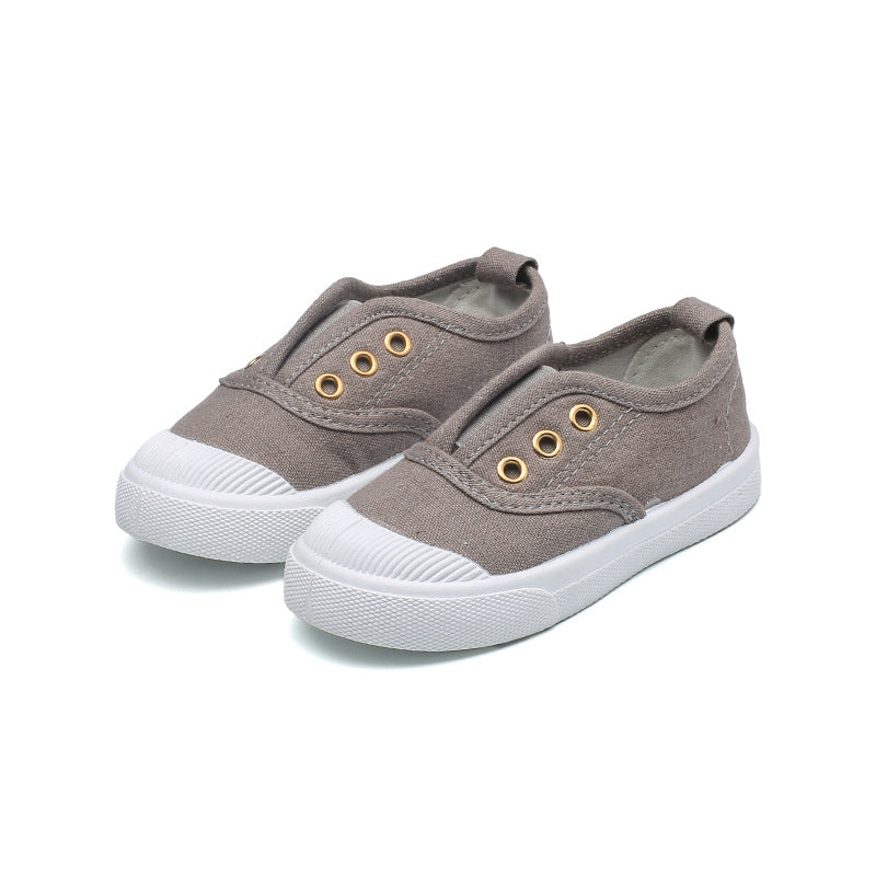 Children's shoes spring and autumn new one-step children's canvas shoes baby soft-soled shoes student kindergarten white indoor wholesale