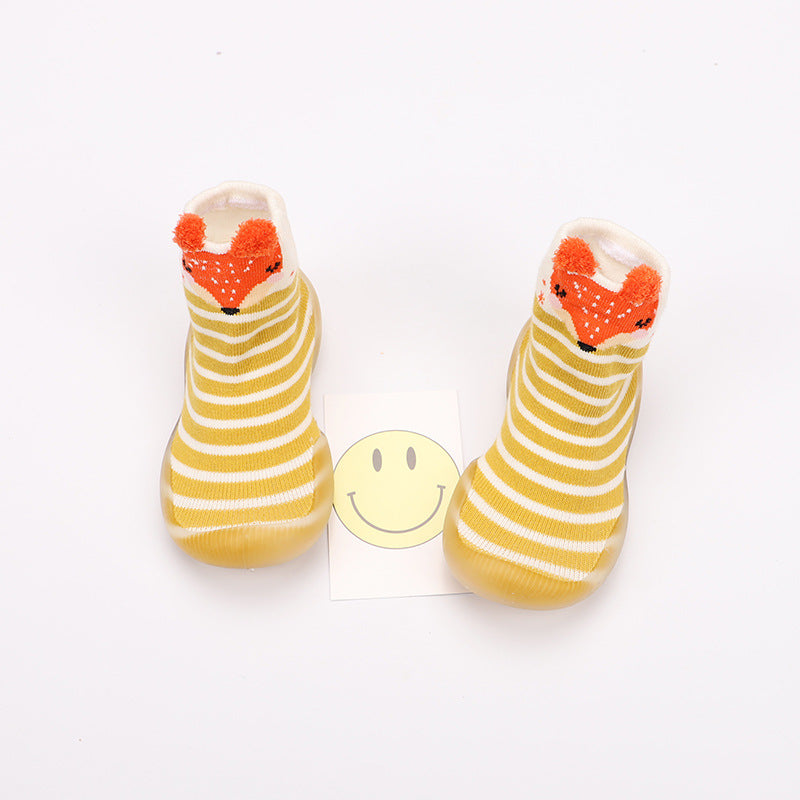 2020 baby cartoon toddler shoes cute multi-color children's floor socks shoes soft bottom anti-off knitted shoes manufacturers