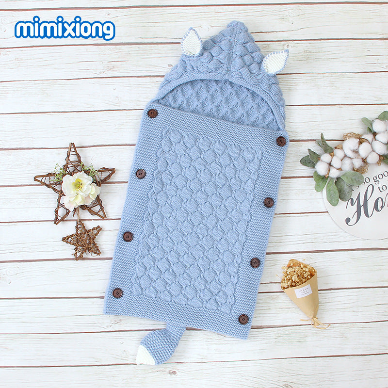 ins hot selling spring and autumn baby sleeping bag cute shape solid color newborn envelope anti-kick blanket
