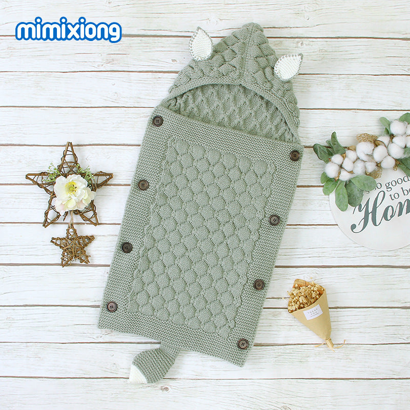 ins hot selling spring and autumn baby sleeping bag cute shape solid color newborn envelope anti-kick blanket