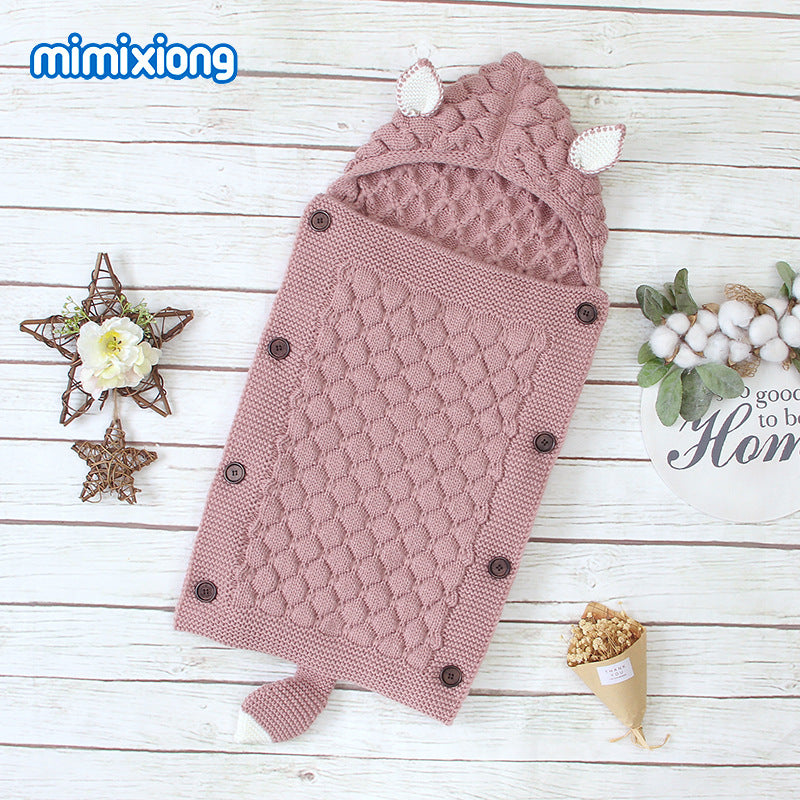 ins hot selling spring and autumn baby sleeping bag cute shape solid color newborn envelope anti-kick blanket