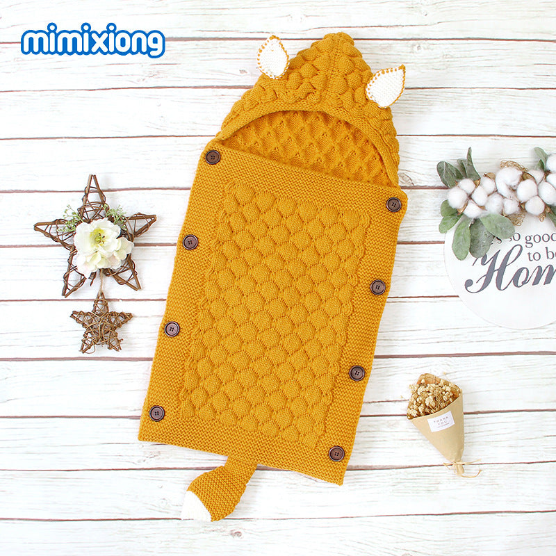 ins hot selling spring and autumn baby sleeping bag cute shape solid color newborn envelope anti-kick blanket