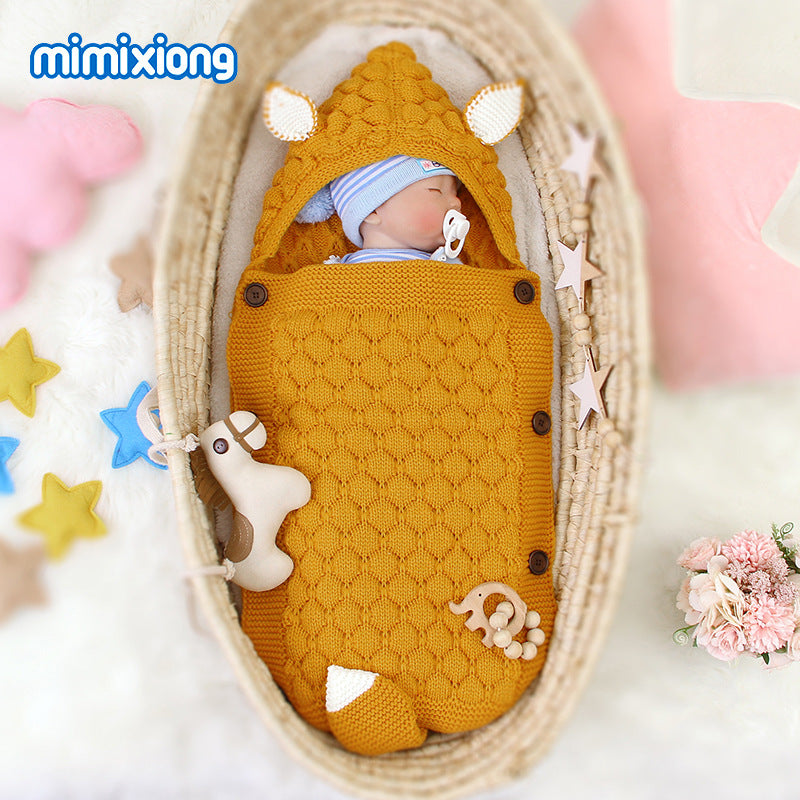 ins hot selling spring and autumn baby sleeping bag cute shape solid color newborn envelope anti-kick blanket