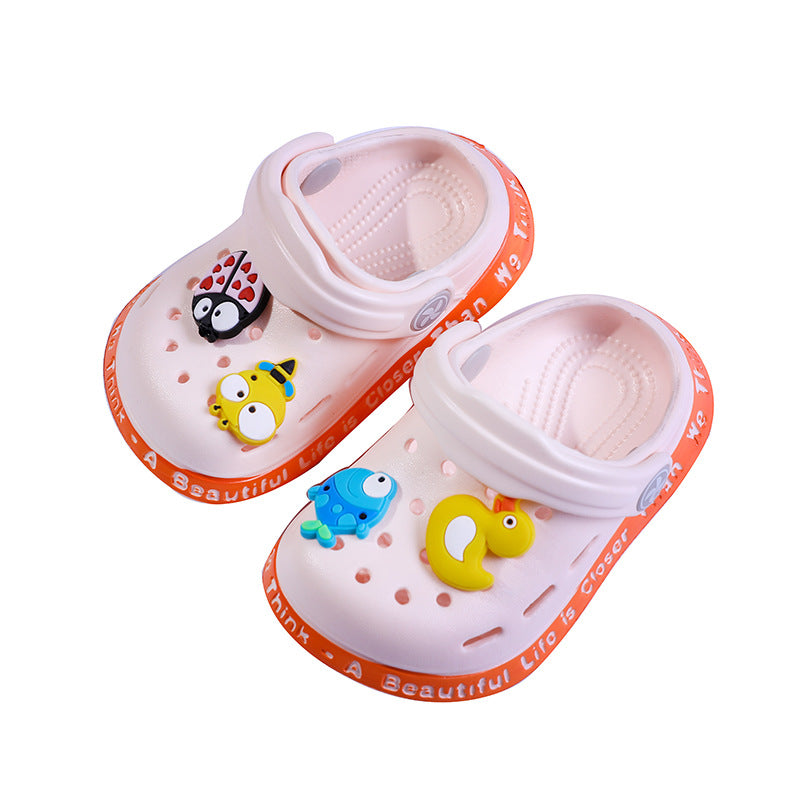 Baby Sandals Boys Summer Toddler Cartoon 1-3 Years Old 2 Girls Baotou Hole Shoes Soft Bottom Non-slip Baby Beach Sandals