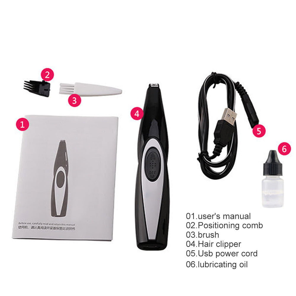 Amazon dog foot shaver cat and dog ear and foot hair shaving electric hair clipper usb interface pet hair clipper