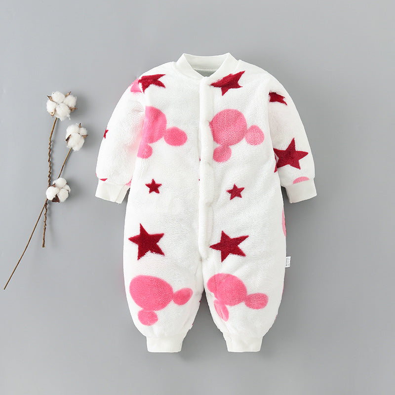 Baby one-piece pajamas spring, autumn and winter models thickened romper 0-1-2 years old male and female baby climbing suit newborn clothes