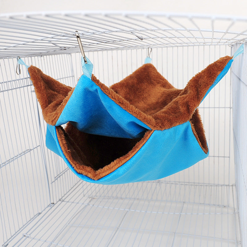 Pet hammock double-layer thick plush warm sugar glider sleeping bag nest hanging hamster hammock cotton nest