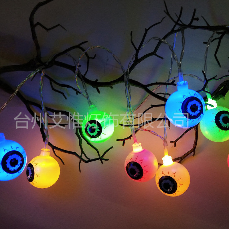 Cross-border hot-selling LED string lights ghost eye string lights ghost festival Halloween DIY decorative lights USB lanterns pool lights