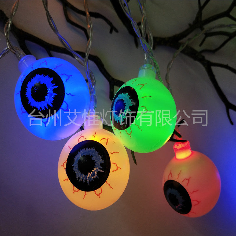 Cross-border hot-selling LED string lights ghost eye string lights ghost festival Halloween DIY decorative lights USB lanterns pool lights