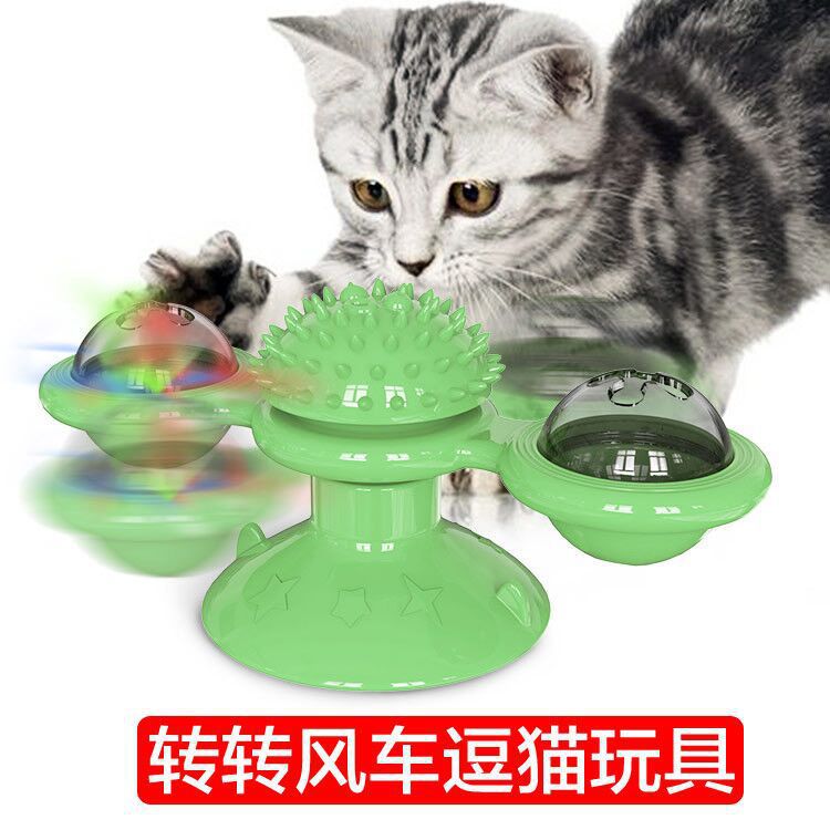Amazon hot selling windmill cat toy turntable cat scratcher cat brush pet supplies manufacturer