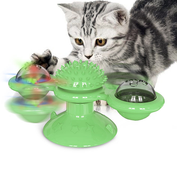 Amazon hot selling windmill cat toy turntable cat scratcher cat brush pet supplies manufacturer