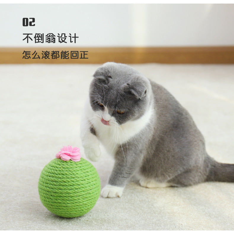 Cat toy pet sisal ball teasing cat ball tumbler cat toy cactus ball cat scratching board claw grinding supplies wholesale