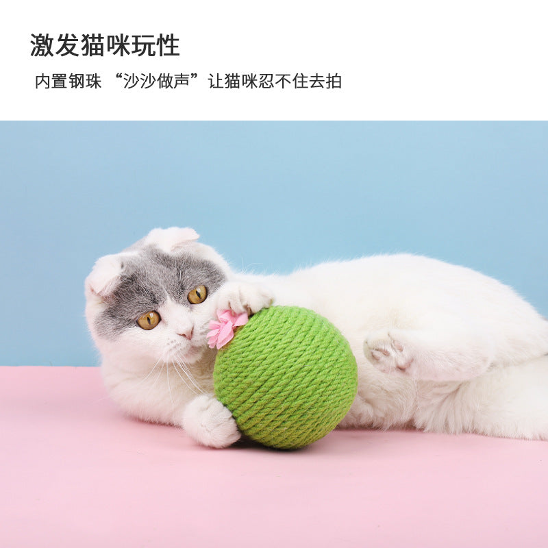 Cat toy pet sisal ball teasing cat ball tumbler cat toy cactus ball cat scratching board claw grinding supplies wholesale