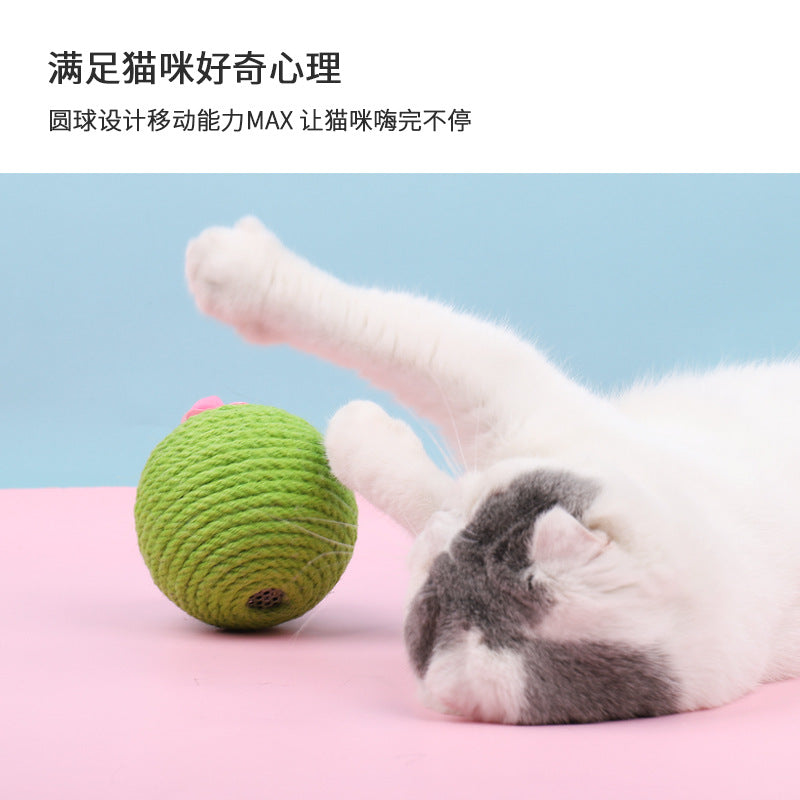 Cat toy pet sisal ball teasing cat ball tumbler cat toy cactus ball cat scratching board claw grinding supplies wholesale