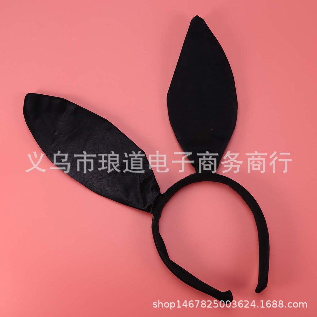 Spot Halloween Easter Cute Bunny Ears Headband Bunny Girl Costume Accessories Satin Bunny Rabbit Ears Headband