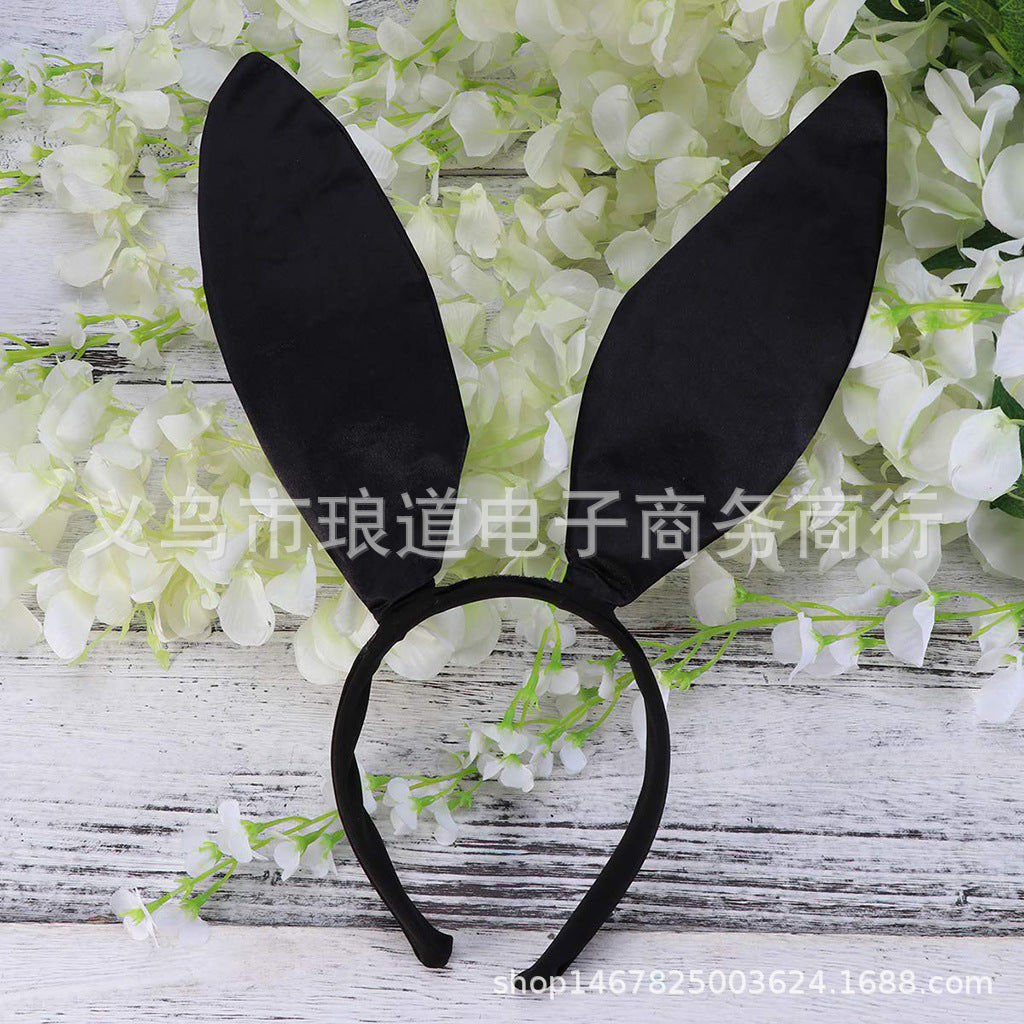 Spot Halloween Easter Cute Bunny Ears Headband Bunny Girl Costume Accessories Satin Bunny Rabbit Ears Headband