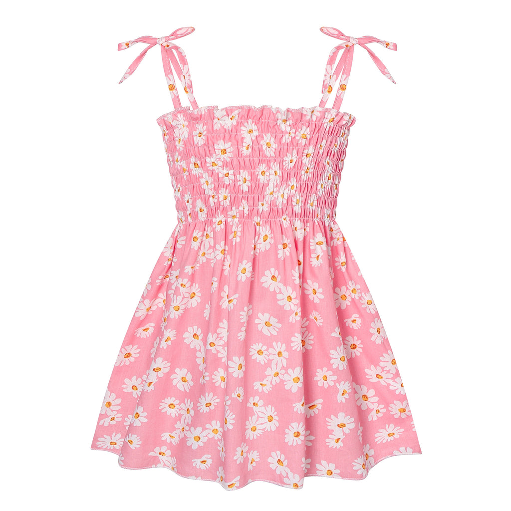 Summer cotton dress for baby girls, fashionable dress for little girls, thin suspender skirt, children's floral skirt