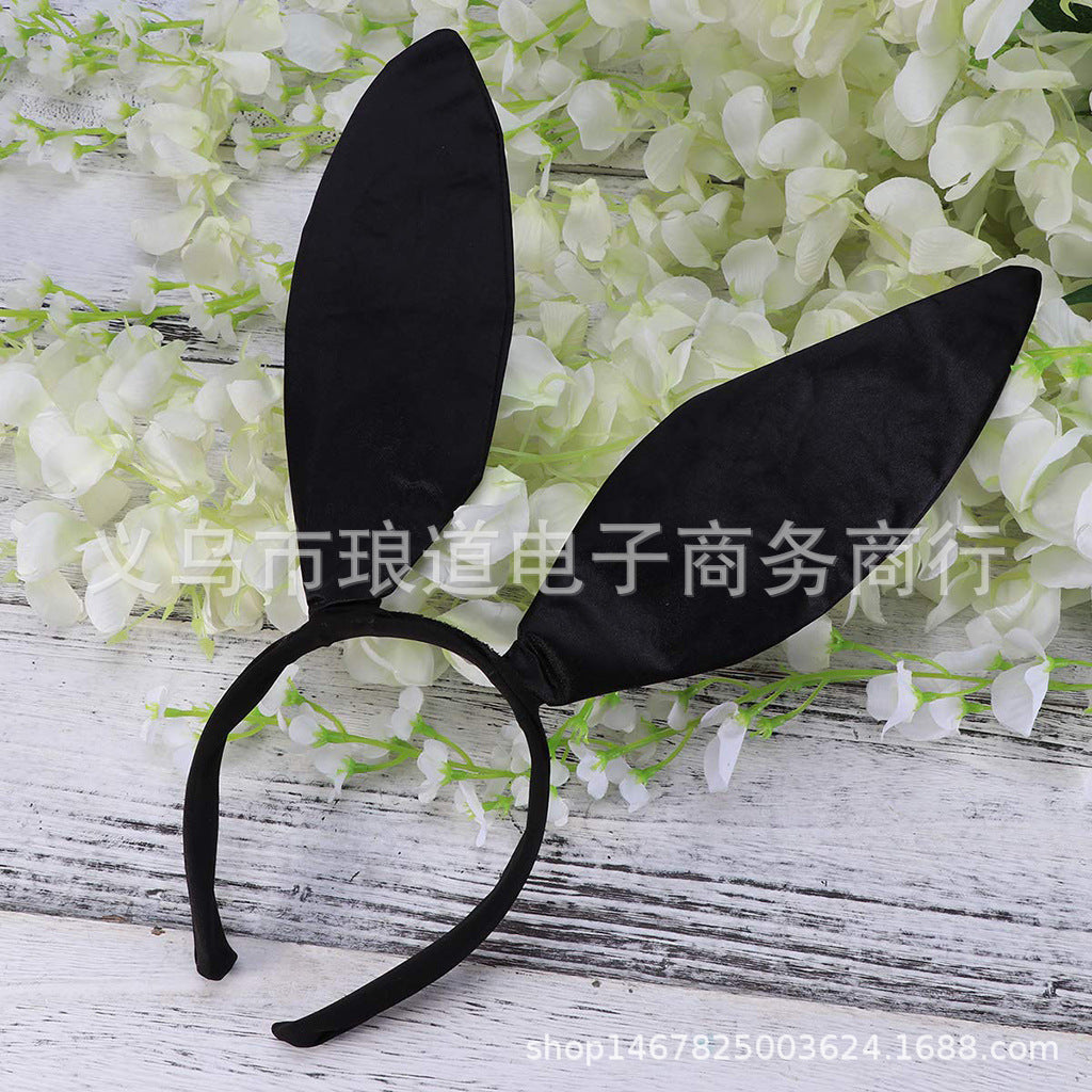 Spot Halloween Easter Cute Bunny Ears Headband Bunny Girl Costume Accessories Satin Bunny Rabbit Ears Headband