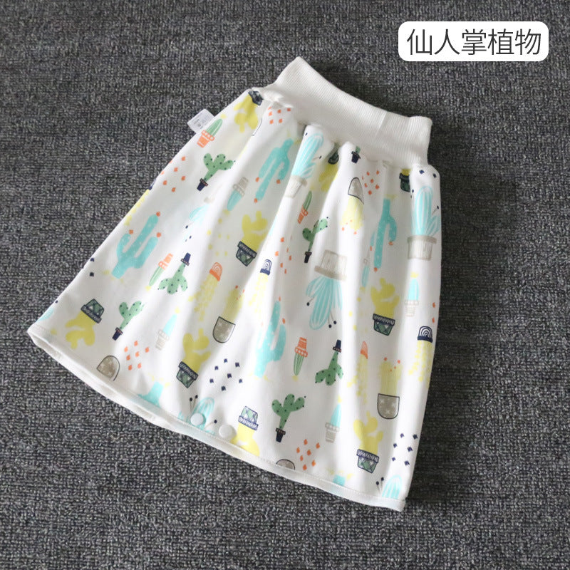 Baby Diaper Training Skirt Pure Cotton High Waist Waterproof Diaper Skirt Children Baby Cloth Diaper Urination Skirt