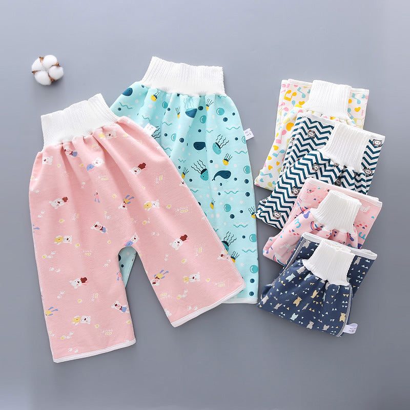 Baby diaper skirt waterproof, leak-proof, diaper training pants, baby and children nocturia artifact, cotton washable diaper pocket