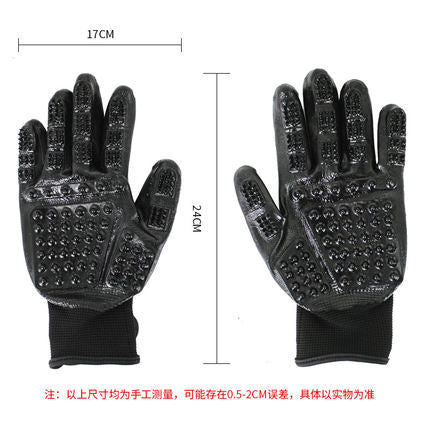 Pet cleaning supplies, cat gloves, pet hair removal brushes, dog bath gloves, brushes, pet massage gloves
